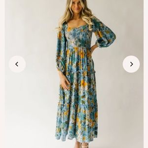 Piper & Scoot: Santorini Sweetheart Floral Dress in Blue